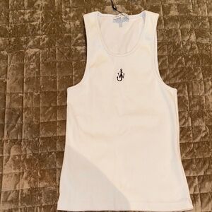 JW ANDERSON White Tank Top with Embroidered Logo